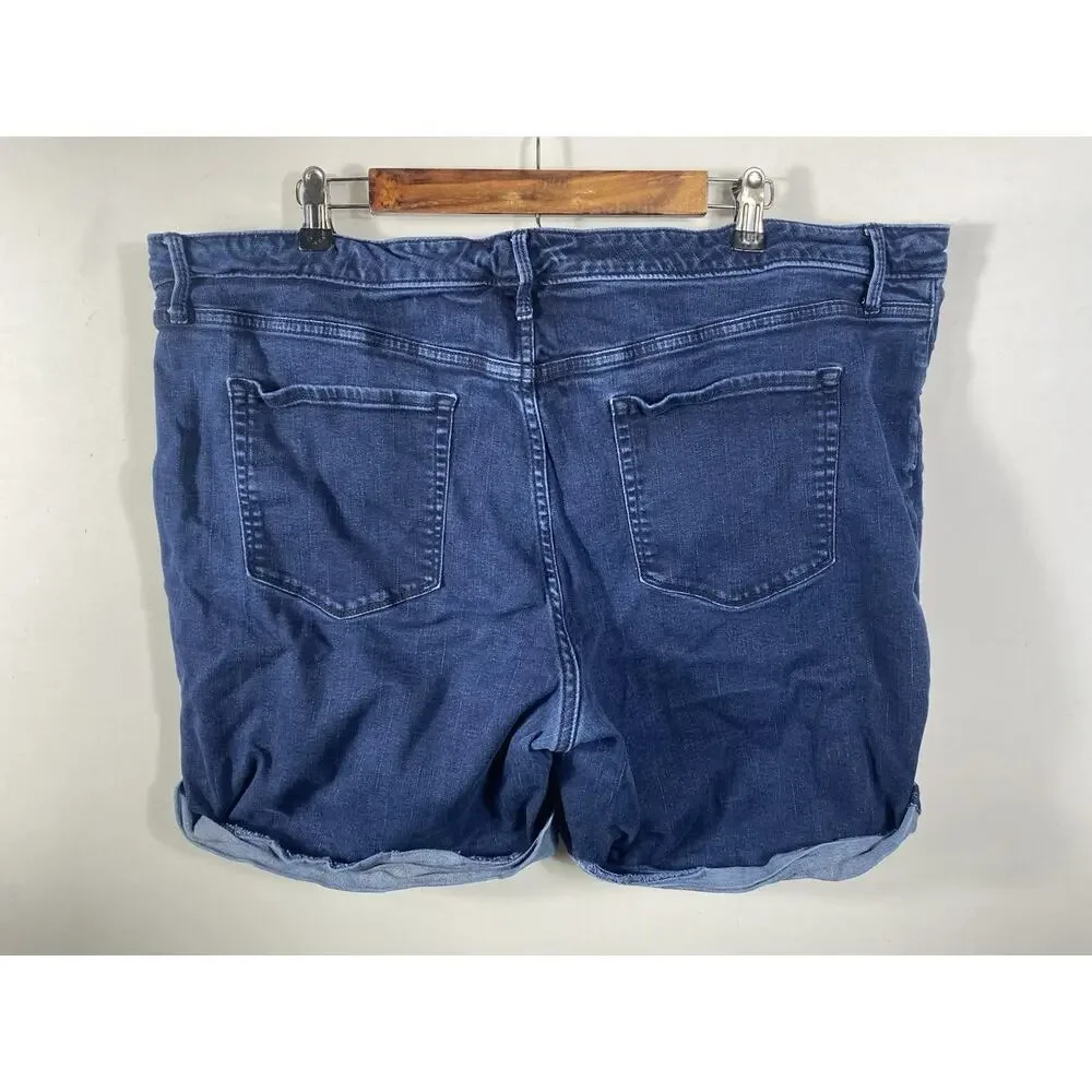 Ava & Viv Bermuda Jean Shorts Size 24W Dark Wash Denim Roll Cuff Power Stretch - Picture 5 of 7